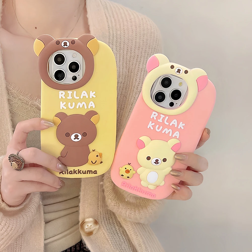 Custodia IPhone Rilakkuma 3D In Silicone Morbido - Compatibile Con IPhone 13,14,15 - Serie Pro E Pro Max