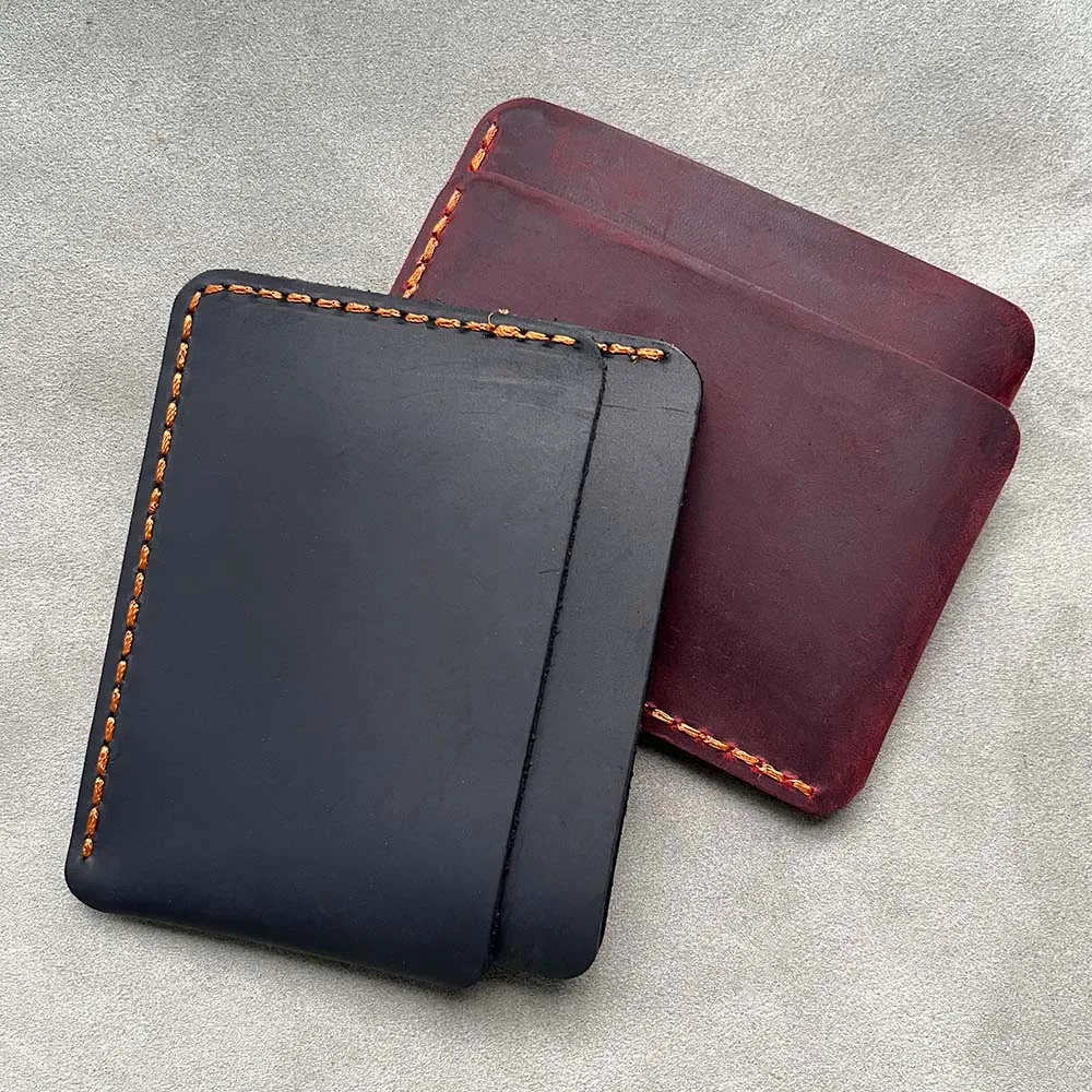 Handmade Slim Leather Credit Card Holder Real Cow Leather Wallet for Credit Cards Porte Carte for 6 to 8 cards