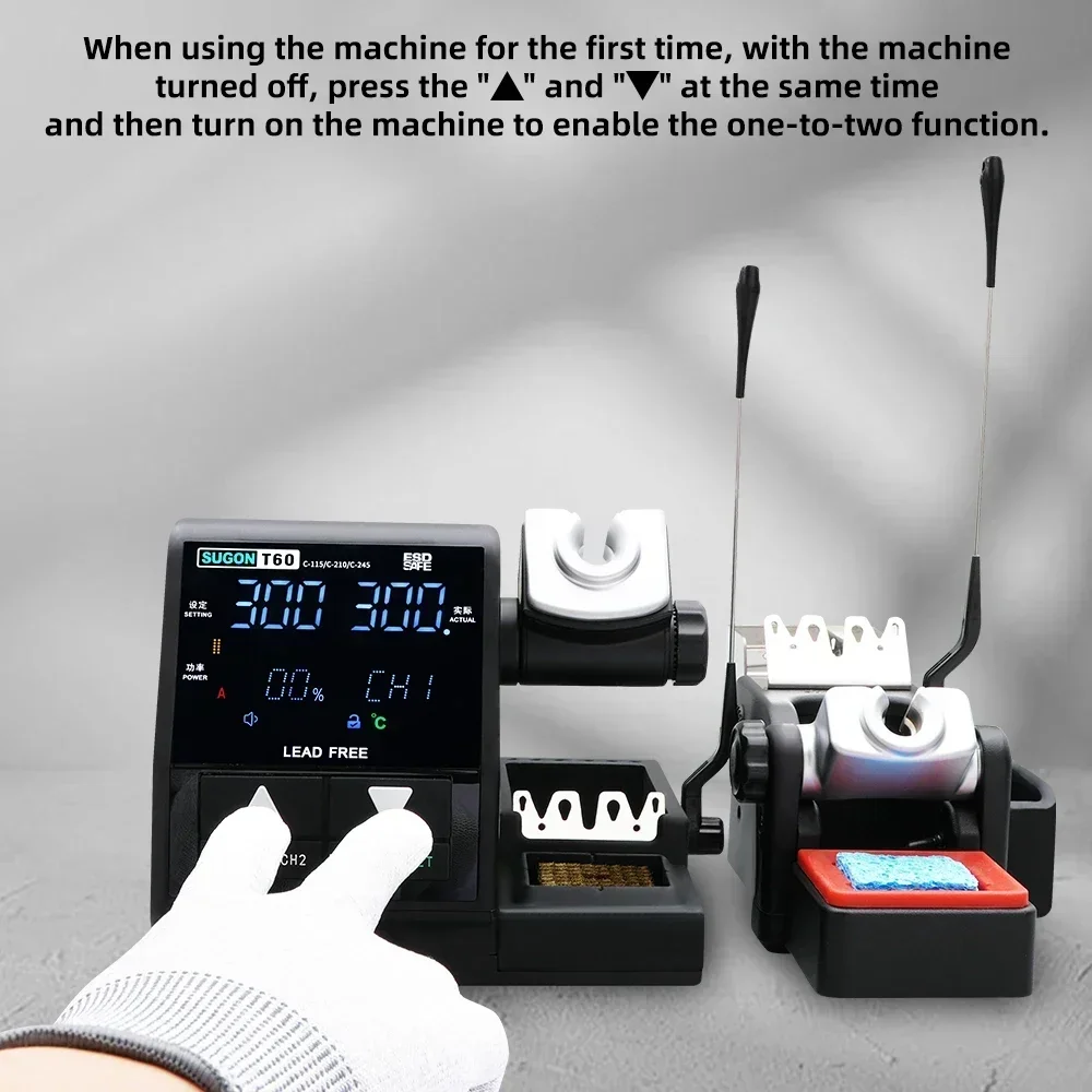 SUGON T60 Soldering Station Double Station Welding Rework Station Compatible with 115 210 245 Handle For BGA PCB Repair Tools 6