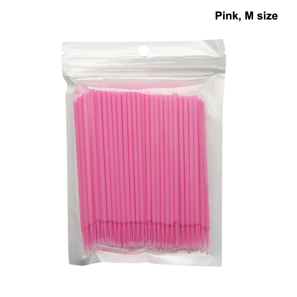 100pcs/lot S M L Size Disposable Cotton Soft Swab Eyelash Extension Microbrush Applicators Individual Mascara Micro Brush Stick 6