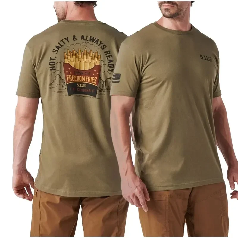 American 5.11 Tactical T-Shirt 76146 Men's Cotton Printed Crew Neck 511 Physical Sports Training Breathable Long Short Sleeves 3