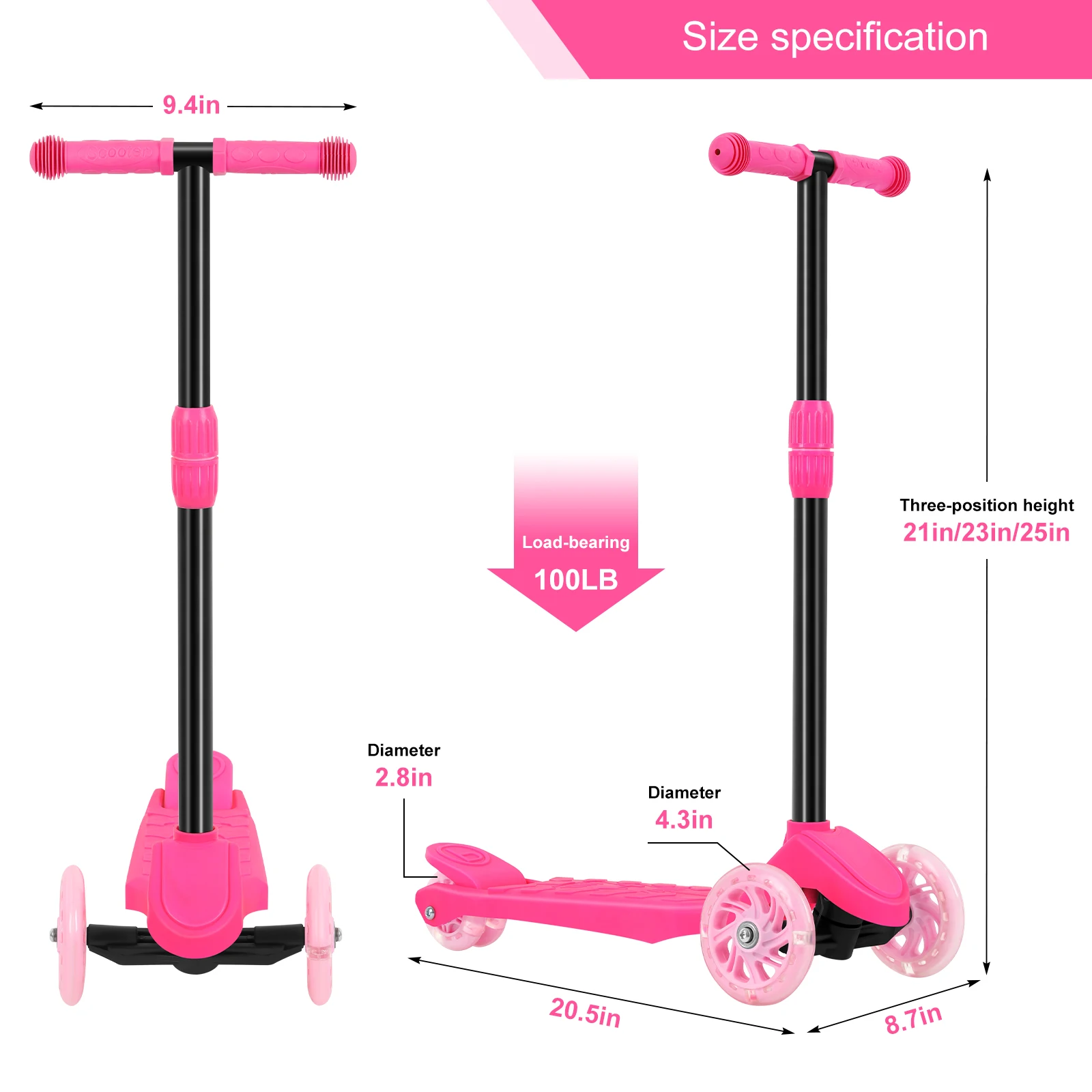 The front of the children's scooter can tilt and turn, providing a safer and more comfortable grip for children