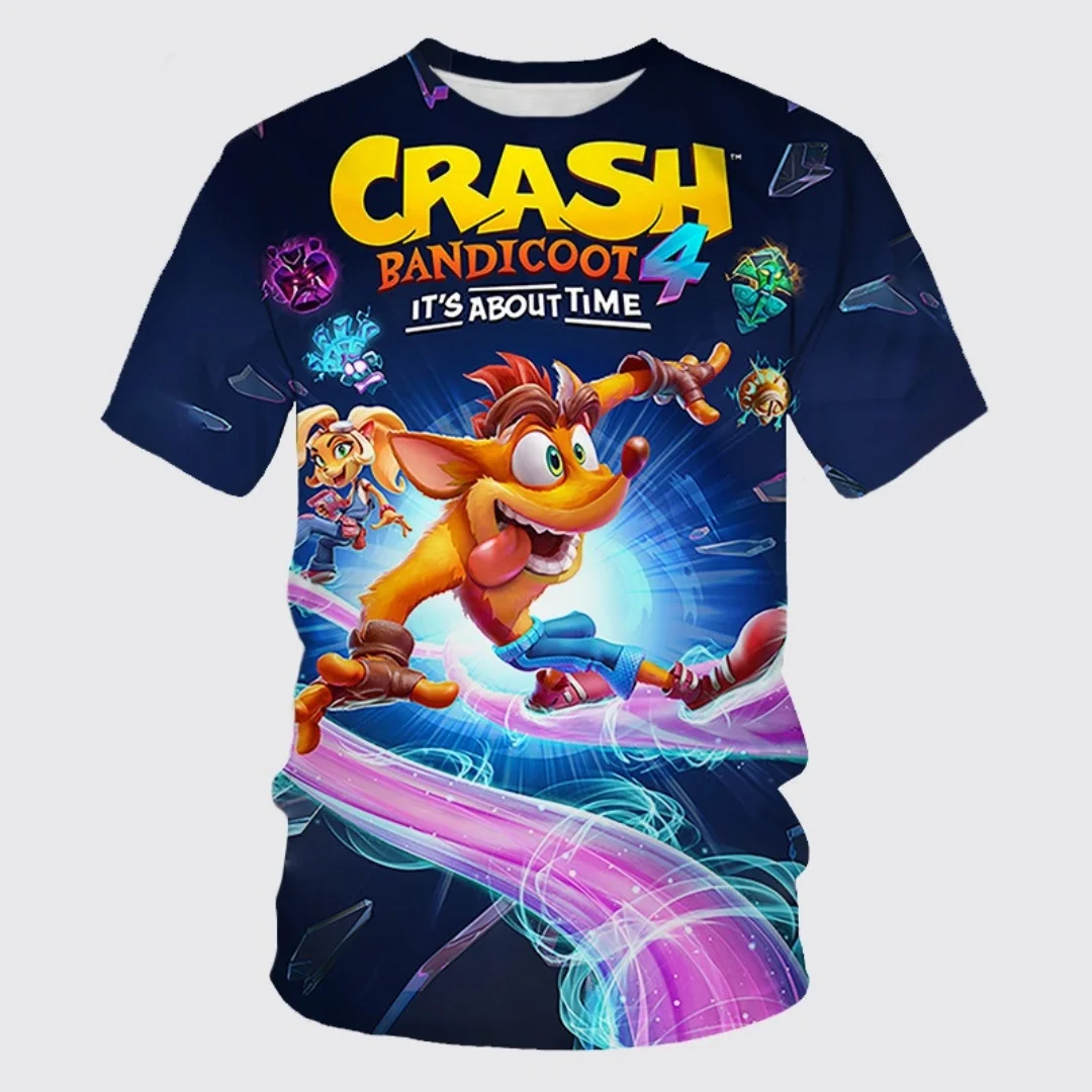 Crash Bandicoot - Children's 3D Printed T-shirt, Casual Sports Top, Cartoon Round Neck Short Sleeve Summer Fashion T-shirt