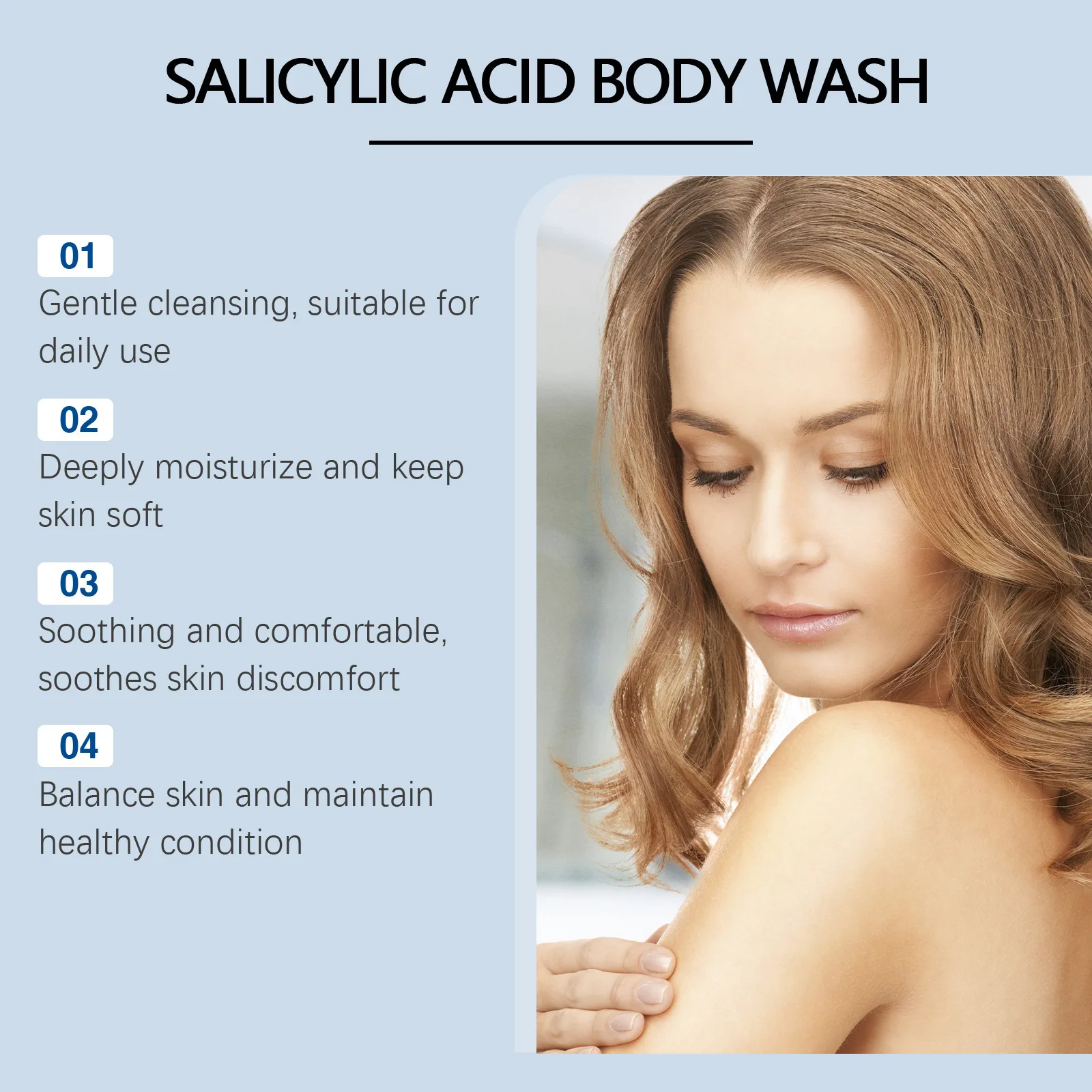 Body Wash Salicylic Acid Body Wash Deep Cleaning Acne Brightening Exfoliator Nourish Shrink Pores Repair Chicken Skin