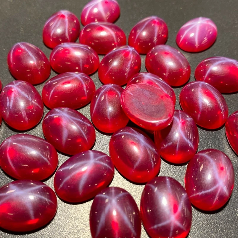 

Natural Star Ruby Oval Flat Smooth Surface Cut VVS Loose Gemstone for Jewelry DIY Ring Pendant