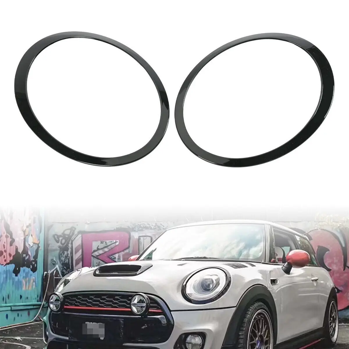 

2/1pc Black/Silver Car Headlight Frame For Bmw Mini Cooper S R55r56r57 07-15 Headlight Cover Decorative Ring 51137149905/906