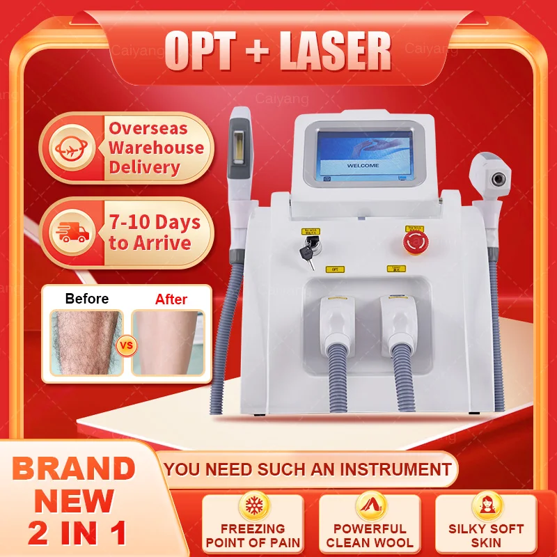 Elight Ndyag Laser/ipl / Opt Laser 2 In 1 Tattoo Removal Painless