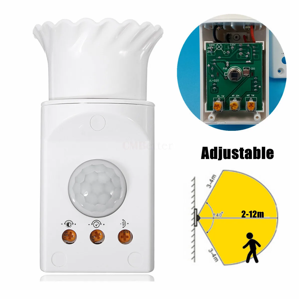 E27 Socket PIR Motion Sensor Lamp Holder Light Control Infrared Sensor Lamp Base Fitting 220V For LED Light Bulb Lighting