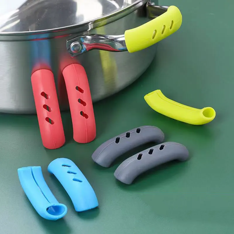 2/4/8Pcs Silicone Pan Handle Cover Non-slip Heat Insulation Covers Pot Ear  Clip Steamer Casserole Pan Handle Holder Kitchen Tool - AliExpress