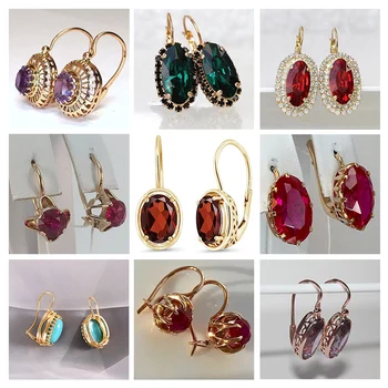 Luxury Fashion Teardrop Dangle Earrings for Women Blue Red Diamond Drop Earrings Engagement Wedding 2022 Trend Gold Jewelry