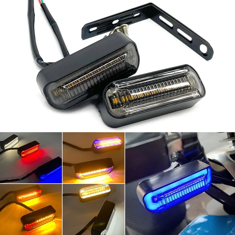 

2Pcs Motorcycle Mini LED Turn Signal Light Universal Motorbike 12V Handlebar Sequential Flowing Indicator Rear Stop Brake Lamp