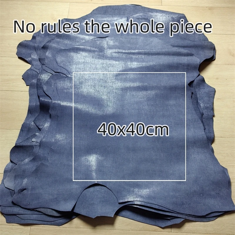 파란색 천 패턴 양가죽, 0.9mm, 1mm 첫 번째 레이어 가죽 진짜 가죽 원단, 부드러운 가방용 수제 DIY 전체 양가죽