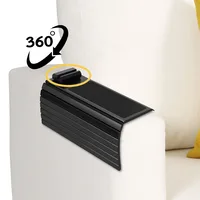 Wood Sofa Arm Tray with 360° Rotating Phone Holder Foldable Sofa Tray Couch arm Table for Drinks Snacks Convenient Storage 1