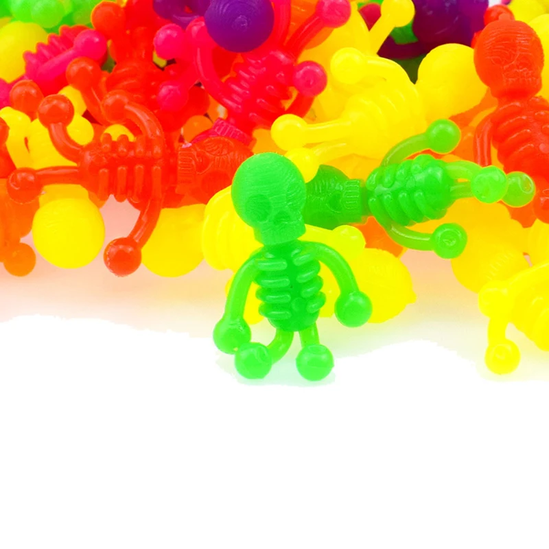 Soft Rubber Small Skeleton Zombie Model Doll Toy TPR Funny Sticky Wall Climbing Men Toys For Children Halloween Toy 10pcs