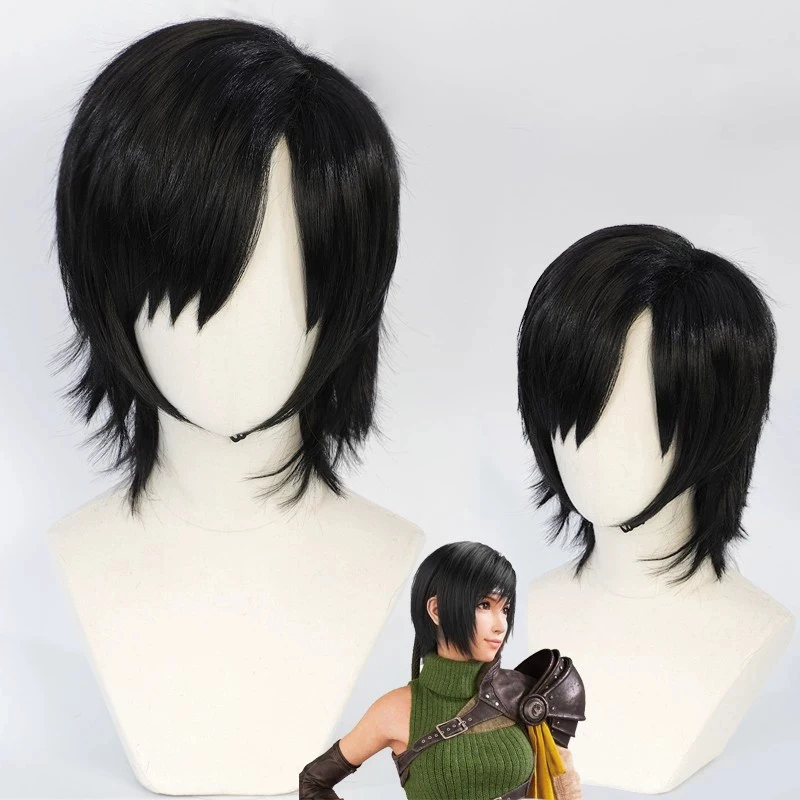 Final Fantasy VII-Inspired Yuffie Kisaragi Green Short Synthetic Wig with Bangs for Cosplay Events