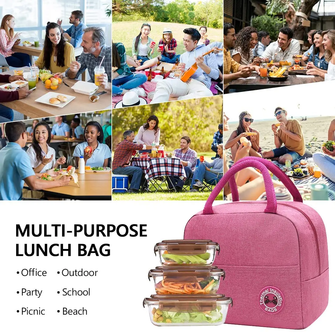 Canvas Lunch Box Bag Cooler Picnic School Food Insulated Dinner Camping Travel Handbag Lunch Bag Bento Bag Cooler Bag