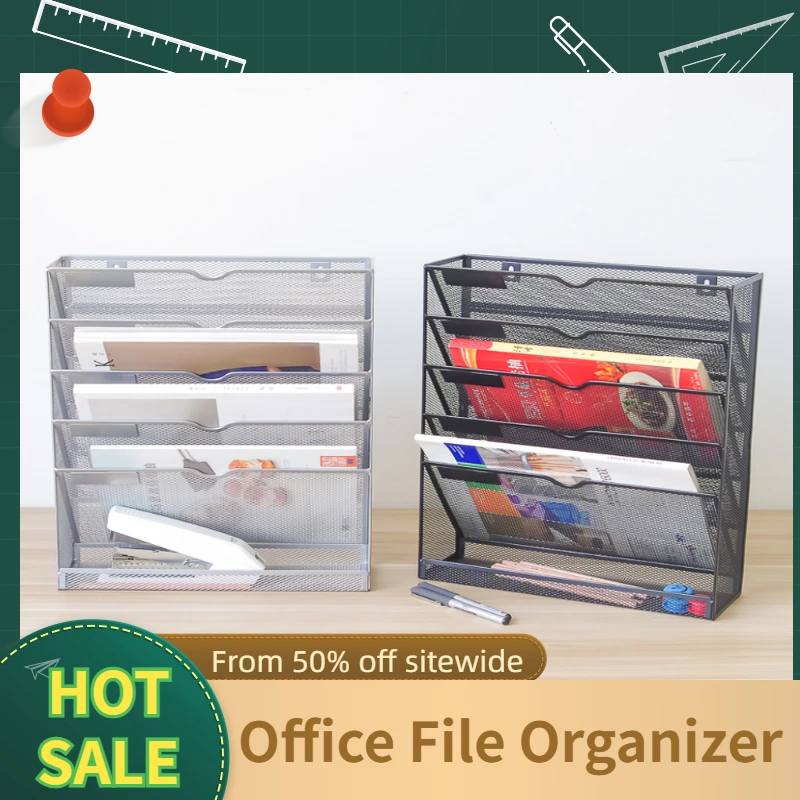 

Office Metal Grid Storage Desk 5-layer Rack Desk Storage Business Card Folder Newspaper Storage Rack Wall Decoration Rack