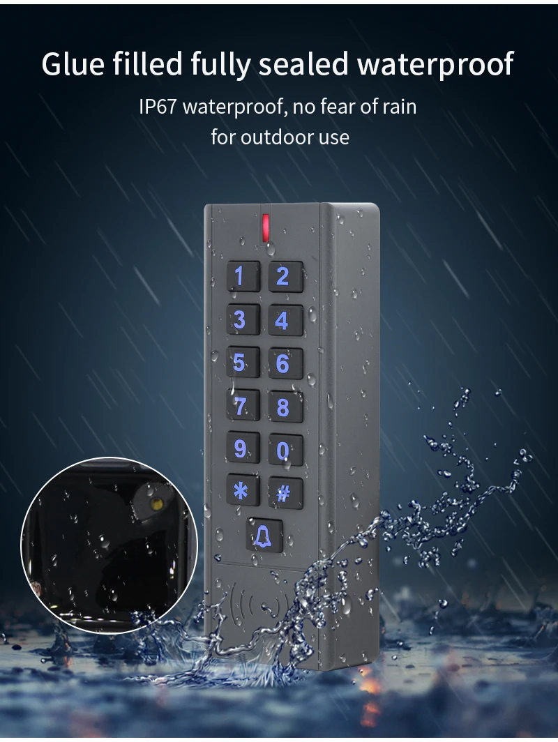 Wifi Tuya App Backlit Fingerprint Access Control Keypad IP66 Waterproof Standalo