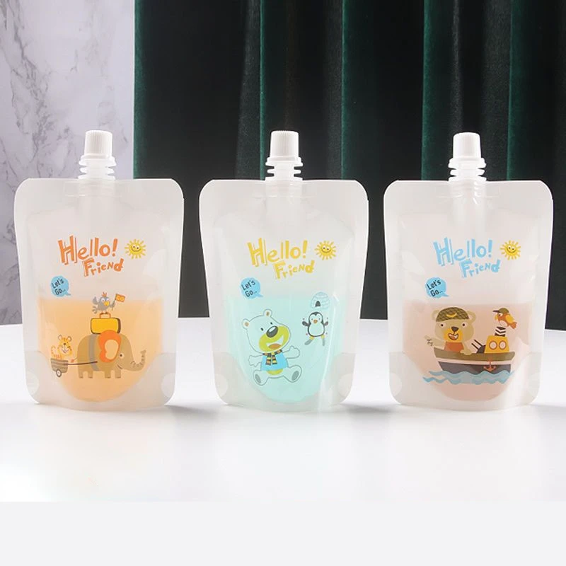 5pcs Reusable Food Storage Bags Sealed Refillable Smoothie Porridge Yogurt Milk Baby Food Pouch Random