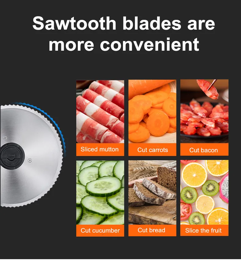 Description Picture 5 of item220V Electric Food Slicer Meat Food Household Desktop Meat Slicer Lamb and Beef Slicers 0-22mm Bread Ham Meat Cutting Machine