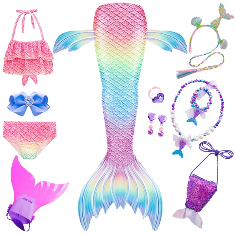 

Girls Mermaid Tails Fit For Surmmer Swimsuit Swimwear With Monofin For Child Kids Mermaid Cosplay Costume Swimming Gifts