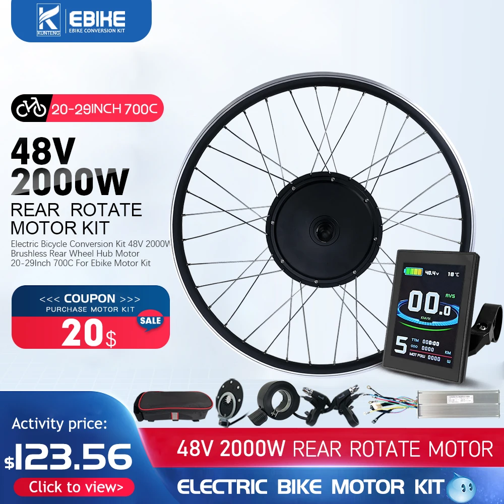 Electric-Bike-Conversion-Kit-48V2000W-Brushless-Non-gear-Hub-Motor-Rear ...