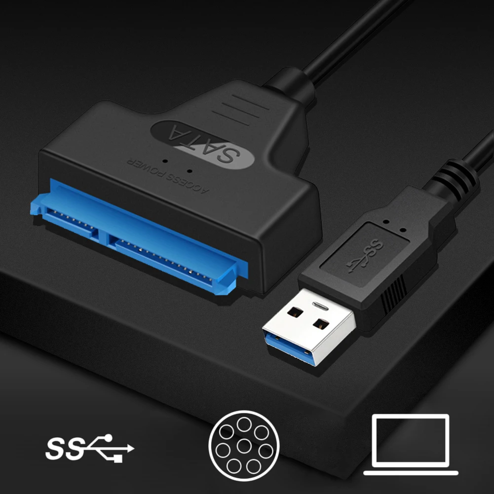 USB 3.0 SATA7 + 15 핀 하드 디스크 케이블 변환기, 2.5 인치 SSD 하드 디스크