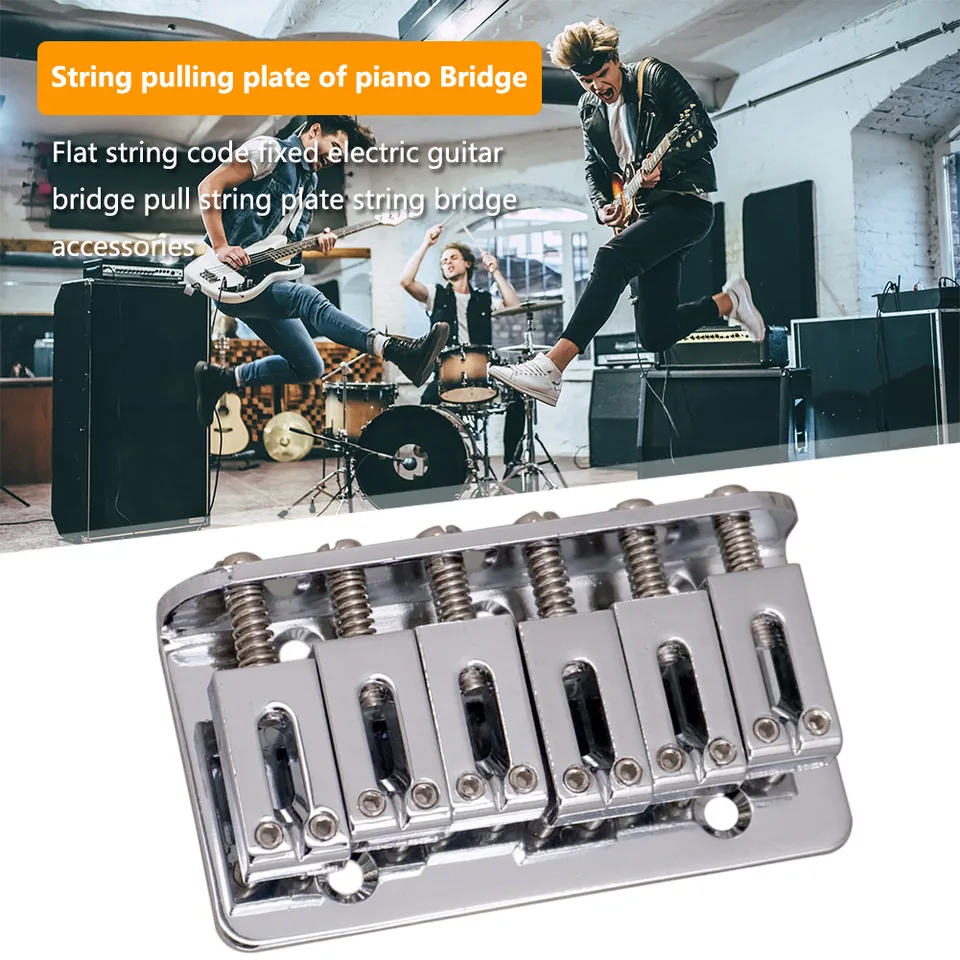 Ponte Ashtray Per Chitarra Elettrica Fender Tele - 6 Selle In Metallo Argentato, Ricambio