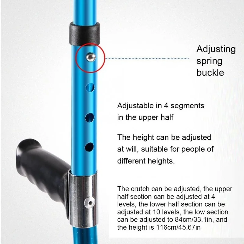 Adjustable Telescopic Underarm Cane Crutch Crutches Aluminum Alloy for Disabled Seniors Elderly Portable Folding Walking Stick O 6