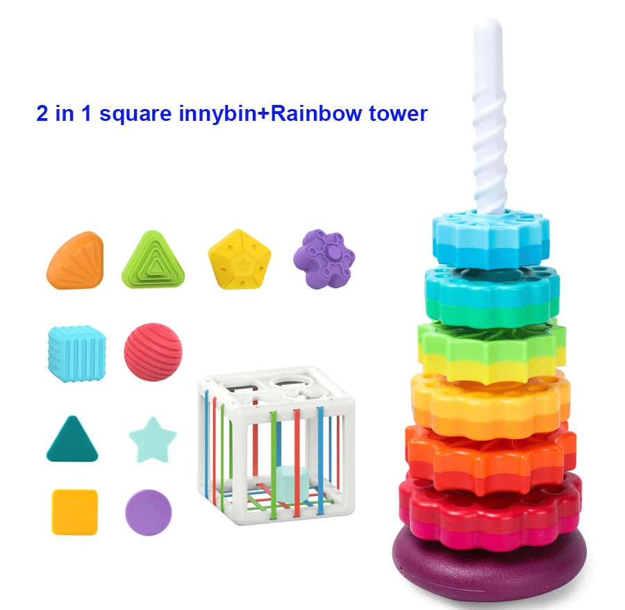 Educational Toys Stacking Puzzle Toys Stacking Toys Baby Stackable towers Rainbow Tower Toy big size Color Shape Montessori Educational games Stacking ring for babies girl boy for educational toys,stacking puzzle toys,stacking toys