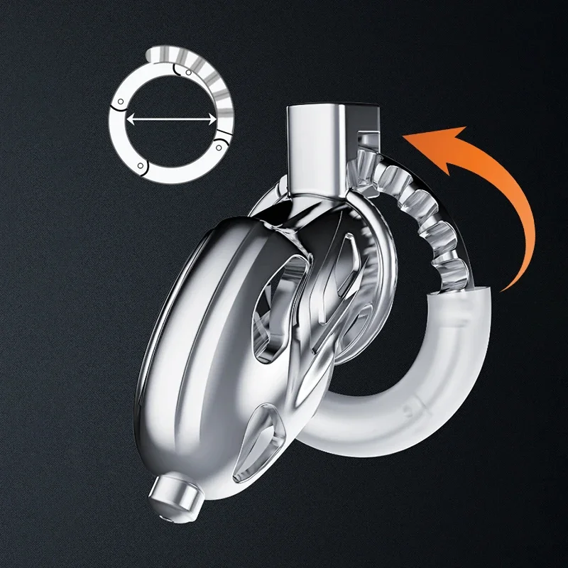 Penis Chastity Cage Metal One-Piece Adjustable 8 Sizes Invisible Lock CB Cock Cage SM Penis Urethra Lock