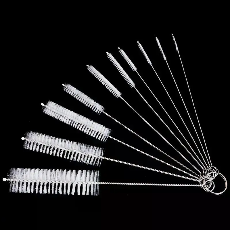 10pcs Set Stainless Steel Soft Hair Brush Pipette Test Tube Baby Bottle Brush bottle brush bottle cleaning brush cleaning brush cleaning brush set Multifunctional Household Cleaning Tools Set