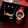 5pcs/set Women's Watch I Love Mama Quartz Watch Shiny Rhinestone Analog Wrist Watch & Jewelry Set, Mother's Day Gift For Mom 2