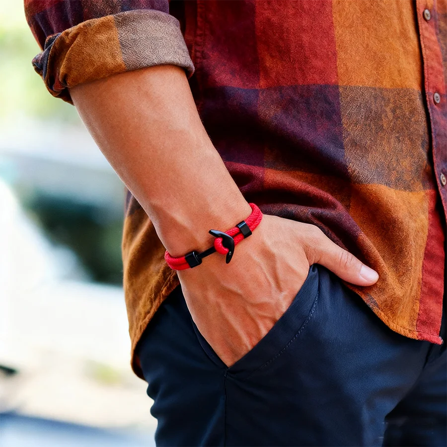 Handcrafted Nautical Rope Anchor Bracelet for Men