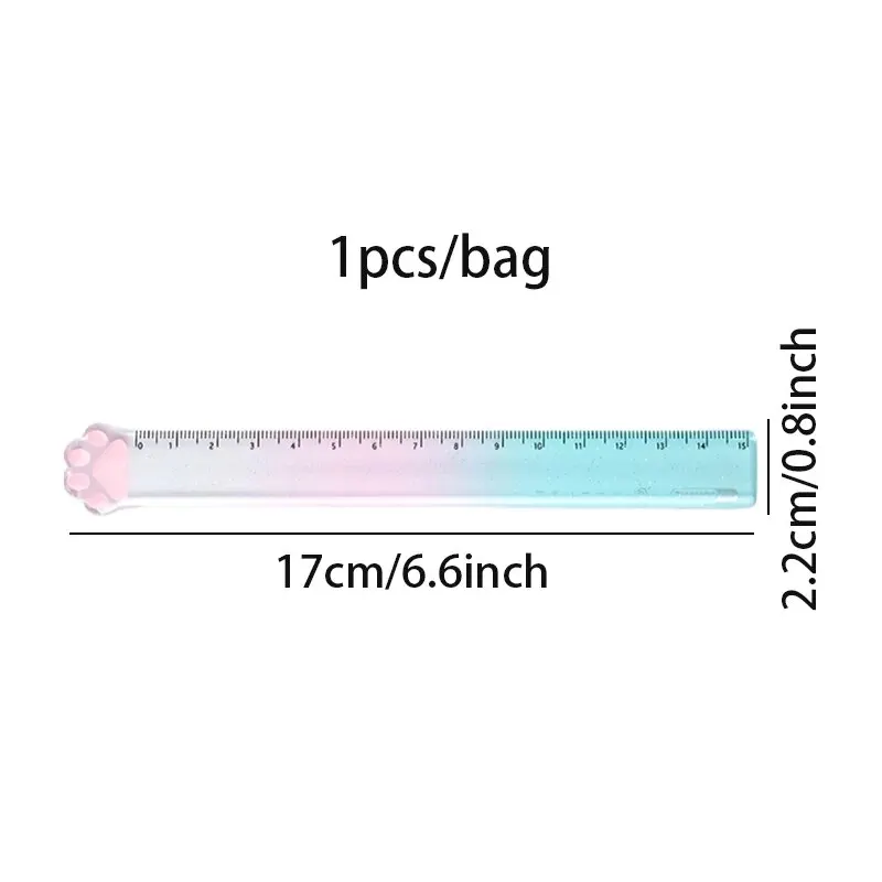 Cats Paw Ruler 3Style Twingo Transparent Gradient High Value Student Stationery Drawing Gauge