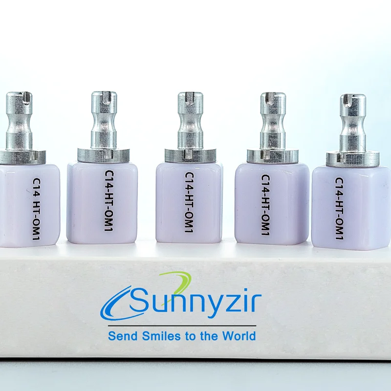 

Sunnyzir Cad/Cam C14 Lithium Disilicate Cerec Glass Ceramic Block (Emax Block) HT/LT(5 pieces) For Sirona MCXL System