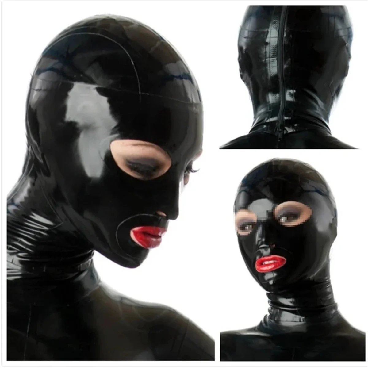 Natural Latex Fetish Mask Hood