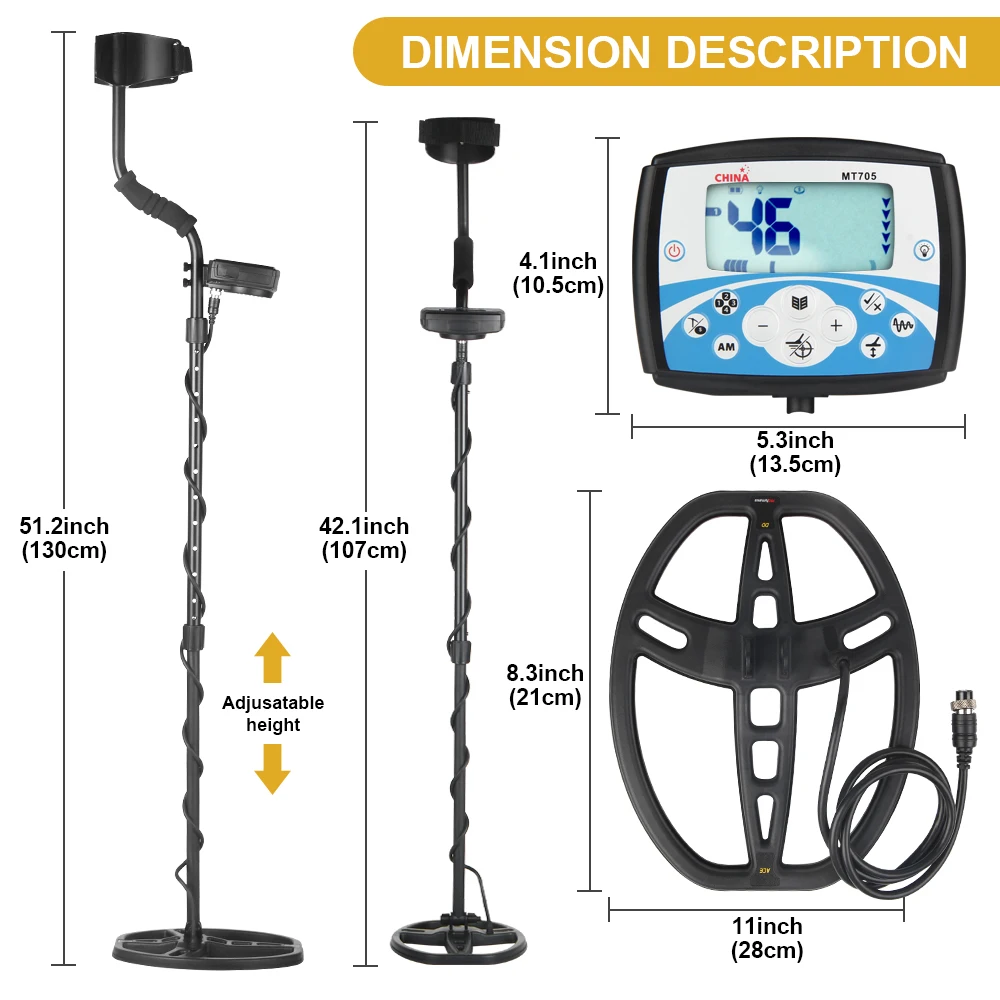 MT705 High Sensitivity Underground Metal Detector Waterproof Search Coil Professional Metal Detecting Tool Treasure Pinpointer