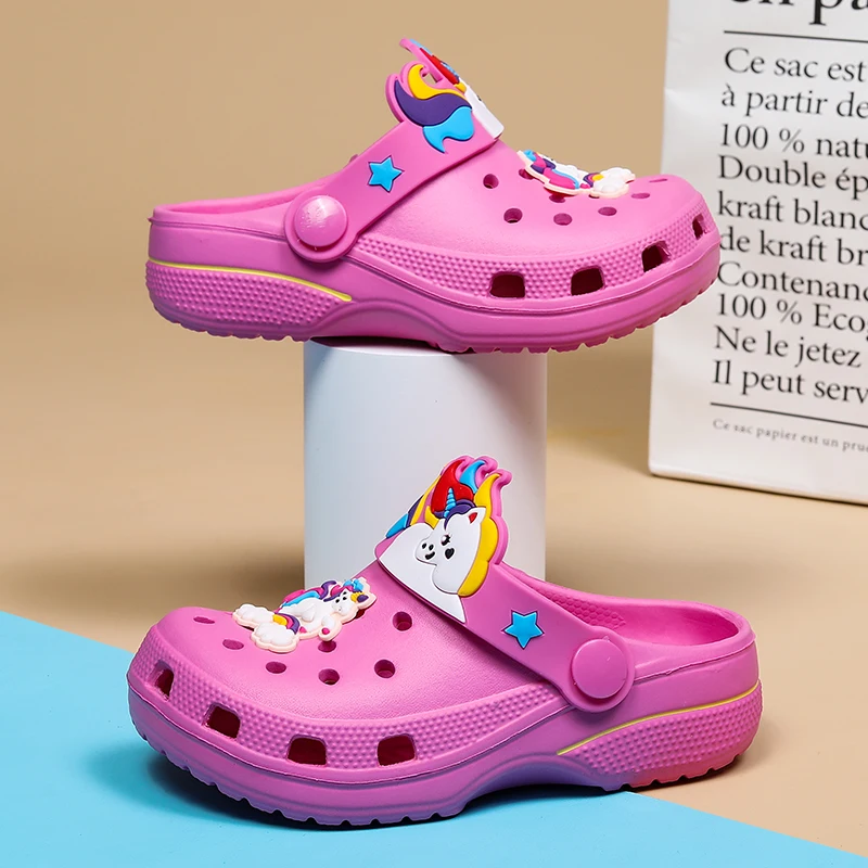 Sandales décontractées à plateforme de dessin animé pour enfants, chaussures pour enfants, sabots pour filles, pantoufles d'eau de plage pour filles, été Kawai