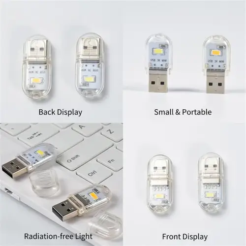 미니 휴대용 LED USB 조명, 독서용 야간 조명, 따뜻한 흰색, 5V 전원 3000K-7000K, PC 노트북 모바일 전원, 2-24LED 4