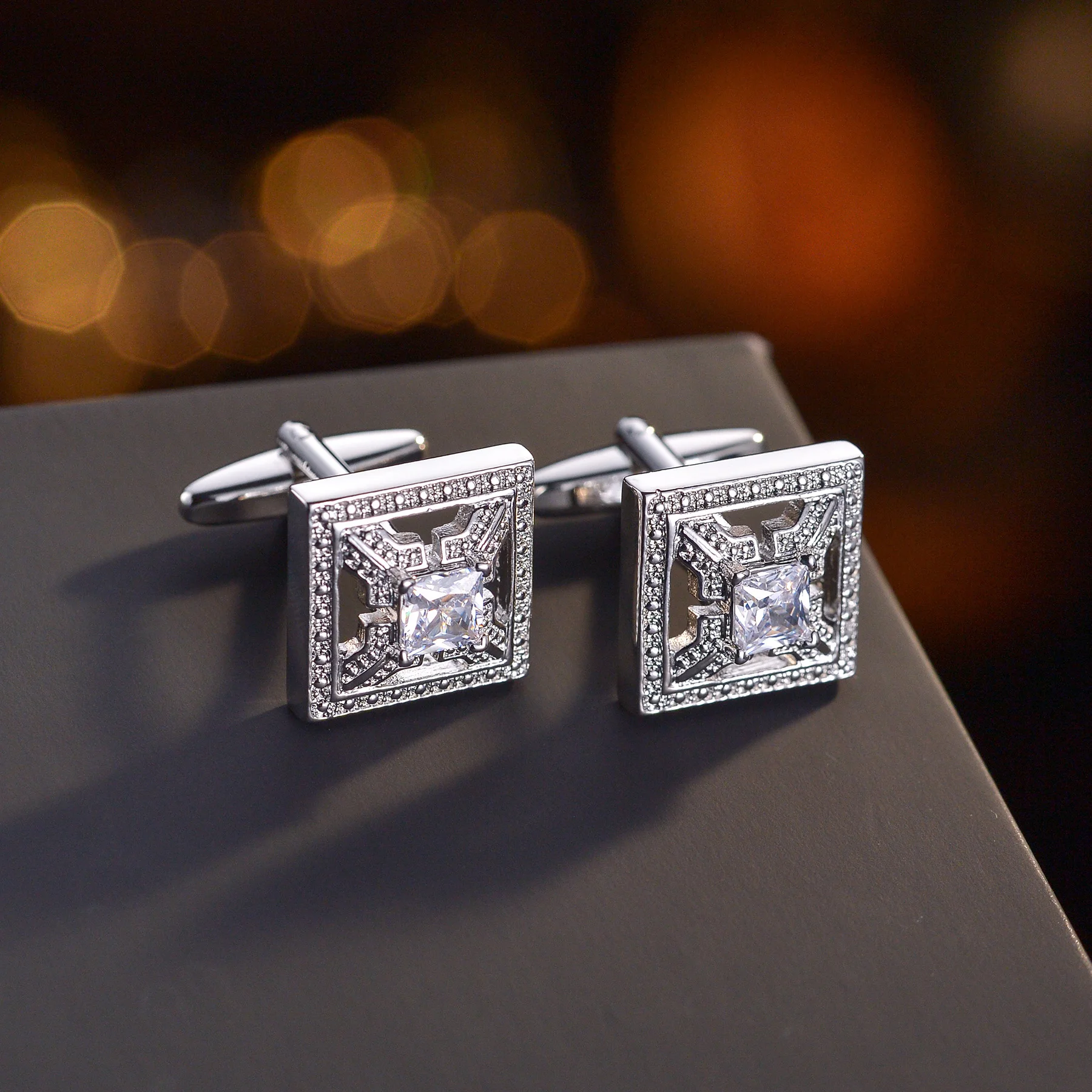 

Запонки Мужские квадратные с кристаллами, французская рубашка, высококачественные роскошные подарочные запонки для свадьбы, дня рождения, бизнеса