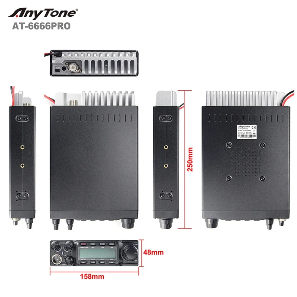New AnyTone AT-6666 Pro 10 Meter Radio High Power 80W/50W Mobile Radio SSB(PEP)/FM/AM/PA/VOX/NRC Mode Long Range Two Way Radio 5