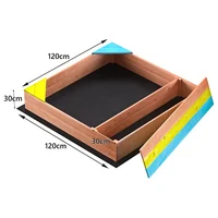 Children's Wooden Sandbox Sandpit, Kids Wood Playset Outdoor Backyard 47.25"L X47.25"W X 7.87"H Golden Red Kids Beach Sand Toys 2