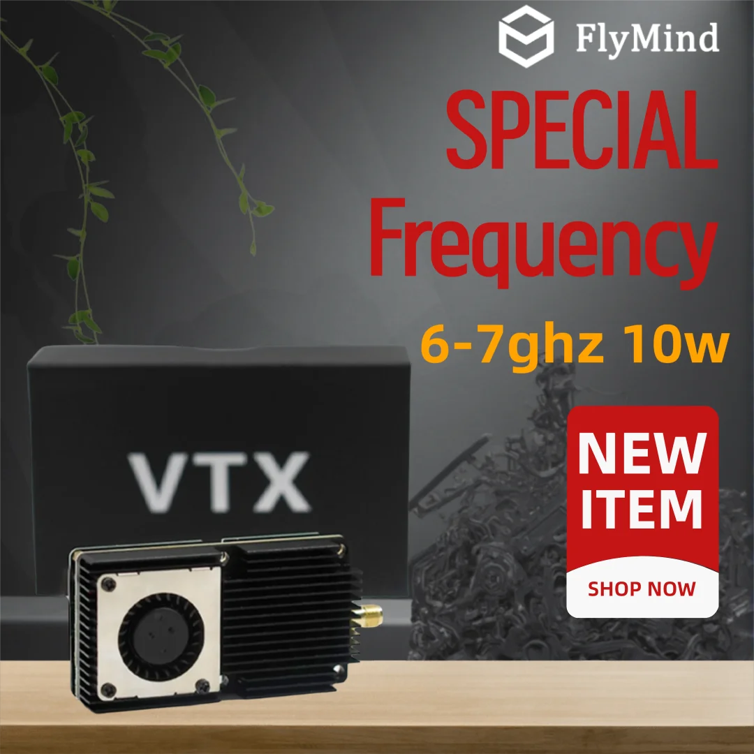 Module VTX 6-7 GHz installé sur un drone FPV, fixé avec du ruban adhésif double face, câbles connectés.