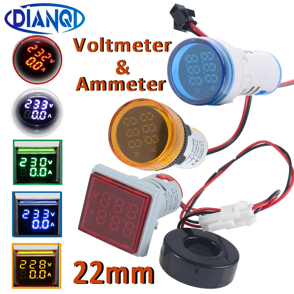 AC 60-500V 0-100A Square LED Digital Voltmeter Ammeter Voltage Current Meter 