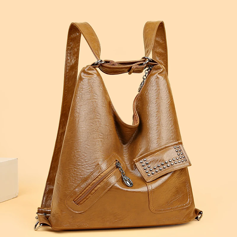 

Softback Interior Compartment Backpacks Solid Soft Interior Zipper Pocket 2024 Hot Sale Bags for Women Fashion Pu Backpacks