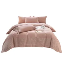 Ensemble de lit quatre pièces en coton poncé, housse de couette légère de luxe, drap de lit en coton épais, sens avancé d'été, automne et hiver 4