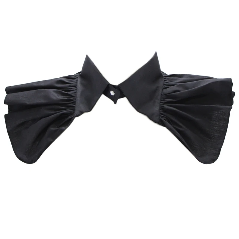 

Женская винтажная черная готическая панк-рубашка со съемным воротником-манипулятором, плиссированная шаль с лацканами, шарф в
