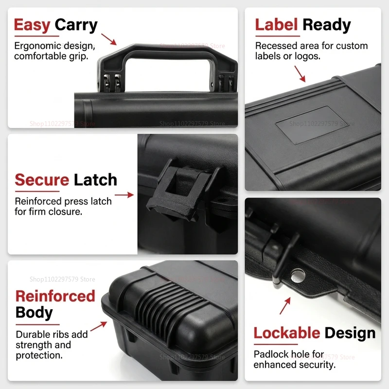 튼튼하고 휴대하기 쉬운 공구함 고강도, 방수, 안전한 휴대용 운반 및 기구 보관 및 보호 기능.