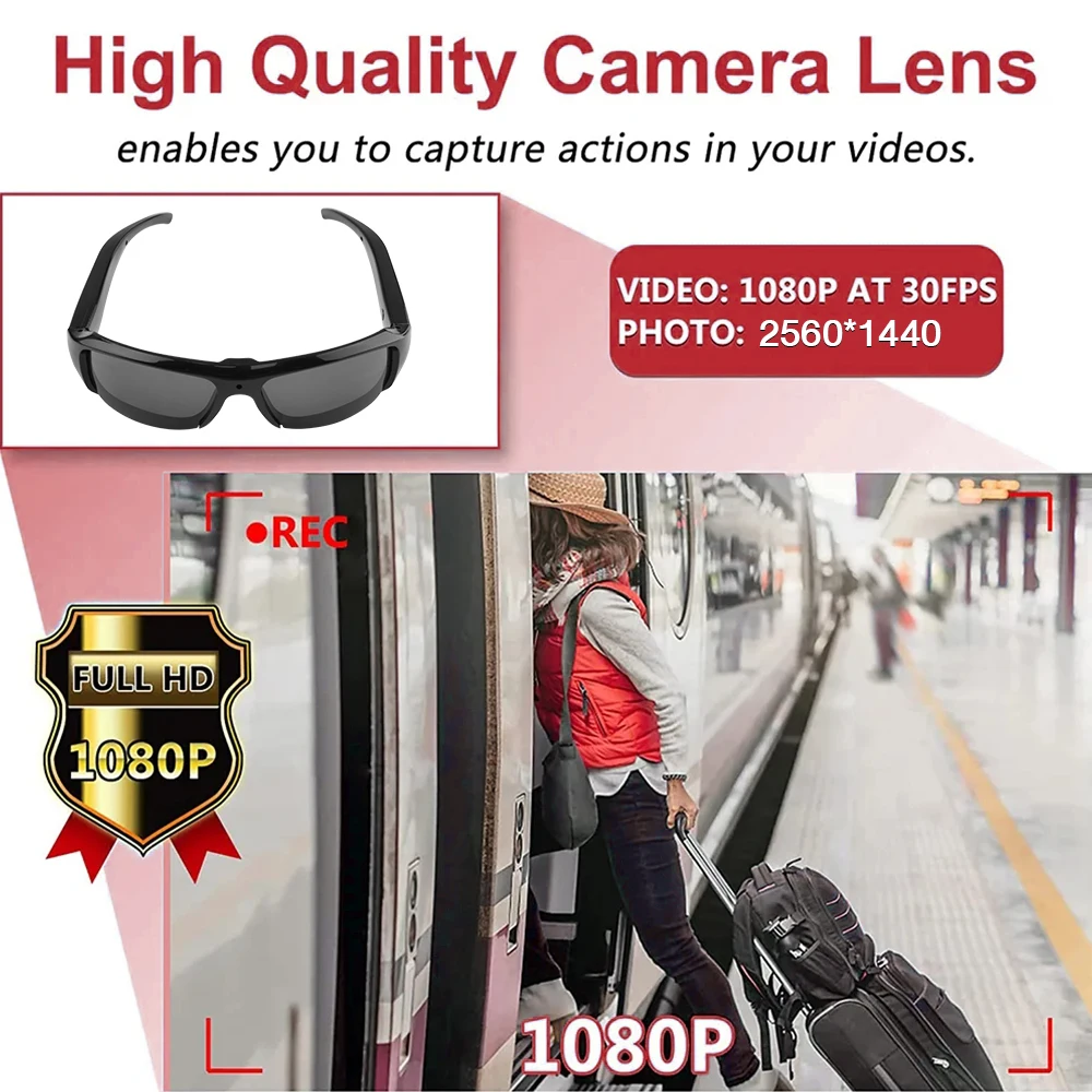 Mini videocamera HD 1080P per occhiali per la guida di occhiali da sole polarizzati fotocamera sportiva guida videoregistratore per ciclismo - immagine 5
